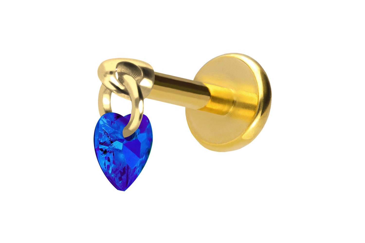 Titan Labret Piercing mit Push Fit KRISTALLHERZ